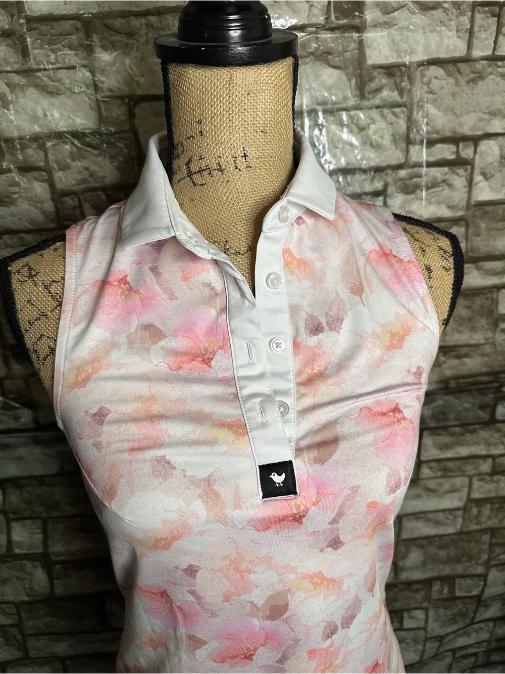 NWOT Bad Birdie Sleeveless Floral Golf Polo Tank Top Size XS - Picture 4 of 8